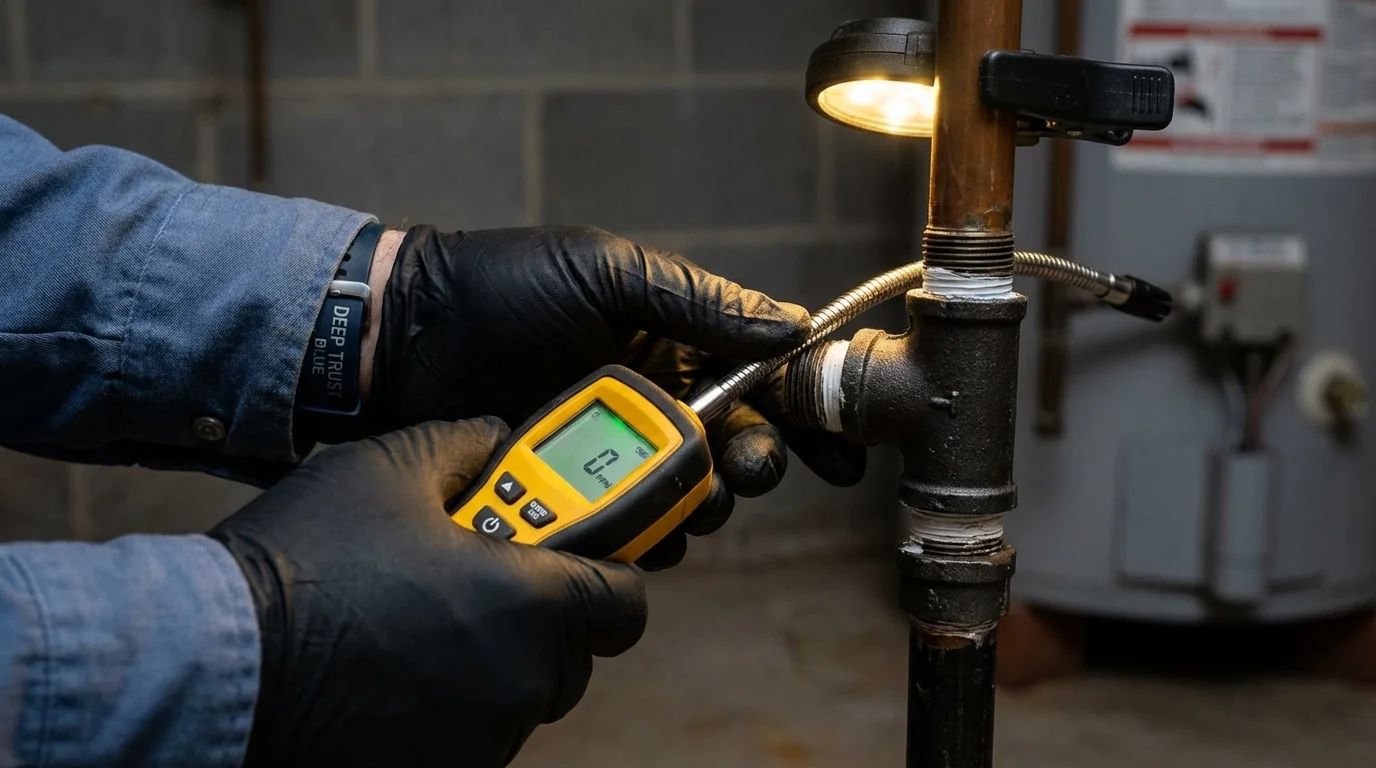 Gas leak detection with electronic sniffer by Johns Plumbing LLC in Kankakee