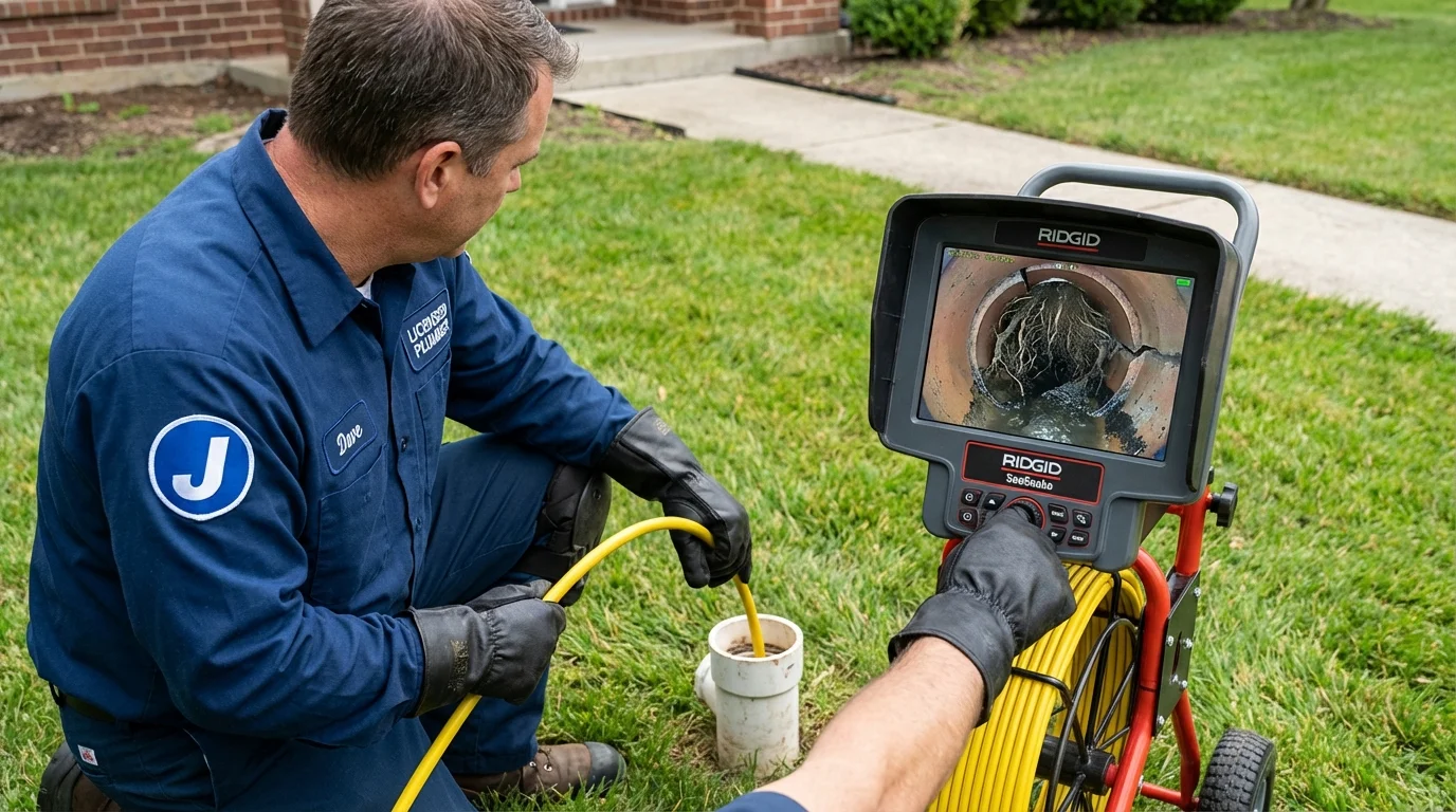 Sewer camera inspection being performed by Johns Plumbing LLC in Kankakee