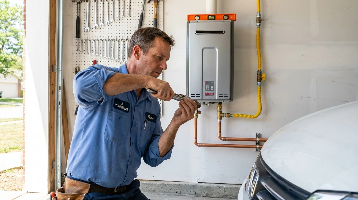 Tankless water heater installation by a Johns Plumbing LLC plumber in Kankakee